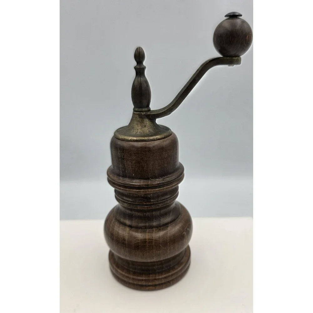 Antique Zassenhaus Wood Pepper Mill Brass Hardware Made in Germany Vintage 6